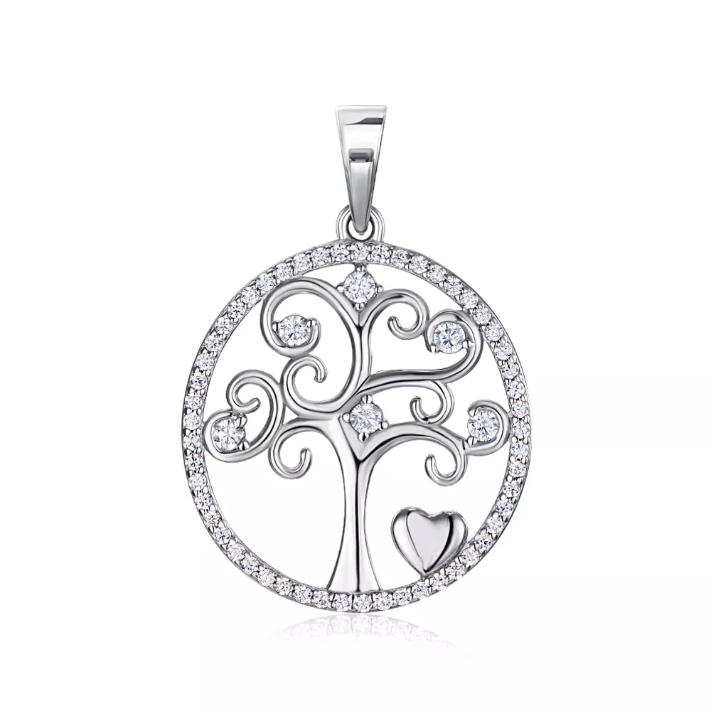 Silver pendant "Tree" with cubic zirconia