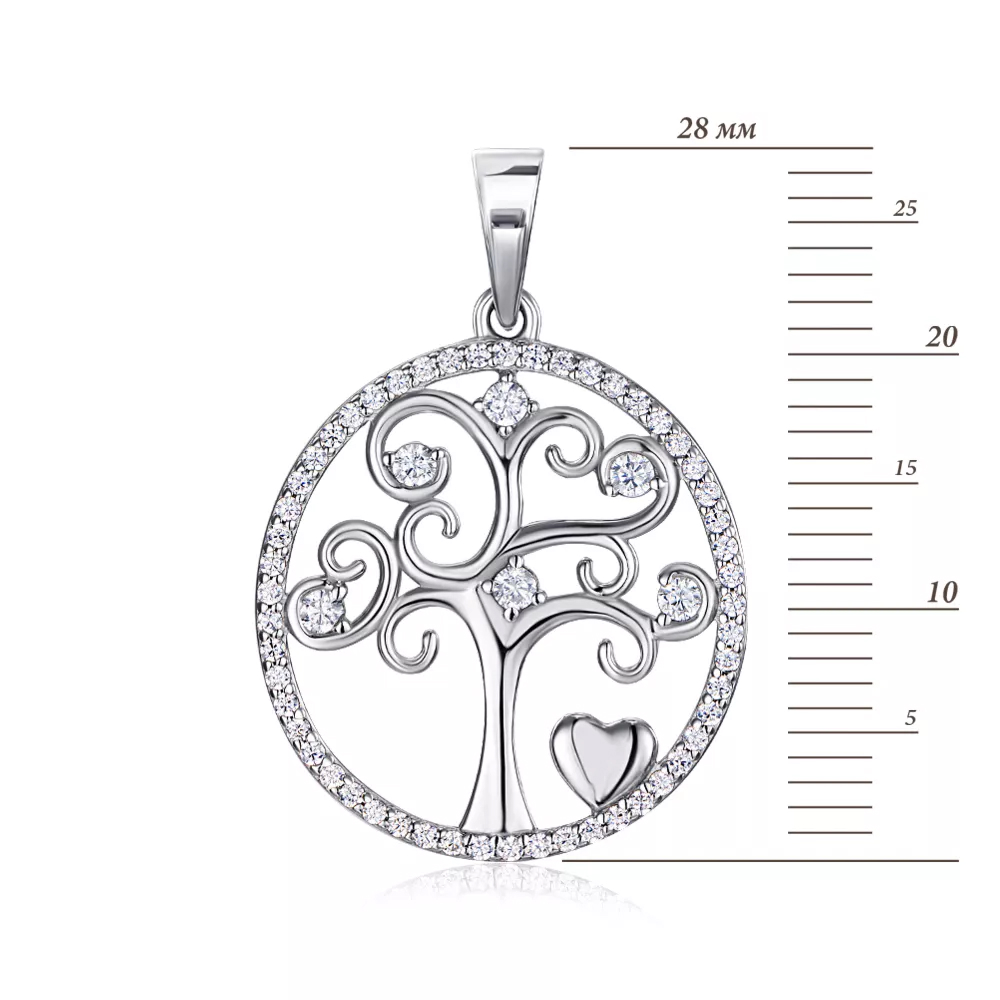 Silver pendant "Tree" with cubic zirconia