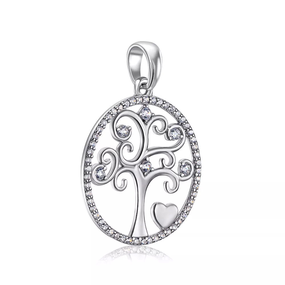 Silver pendant "Tree" with cubic zirconia