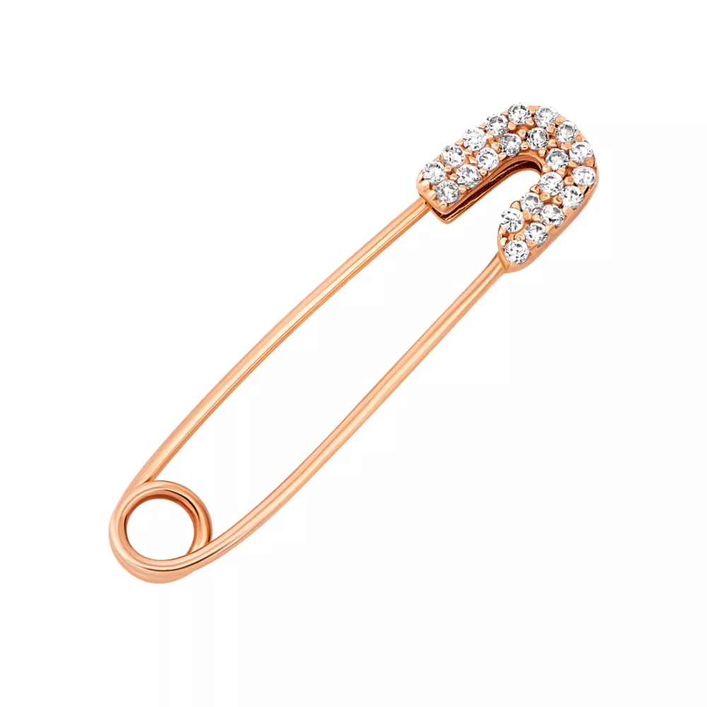 Gold pin with cubic zirconia