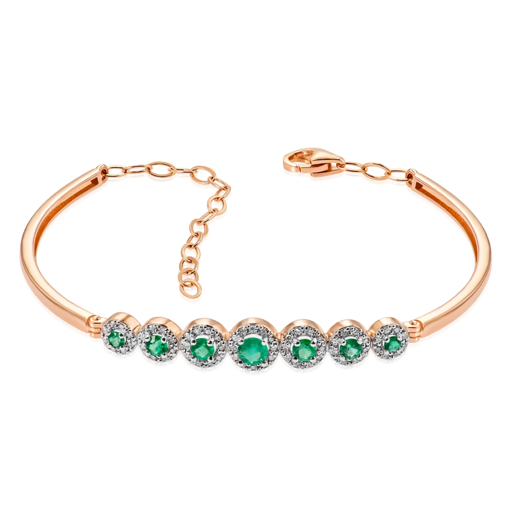 Gold bracelet with emeralds and diamonds