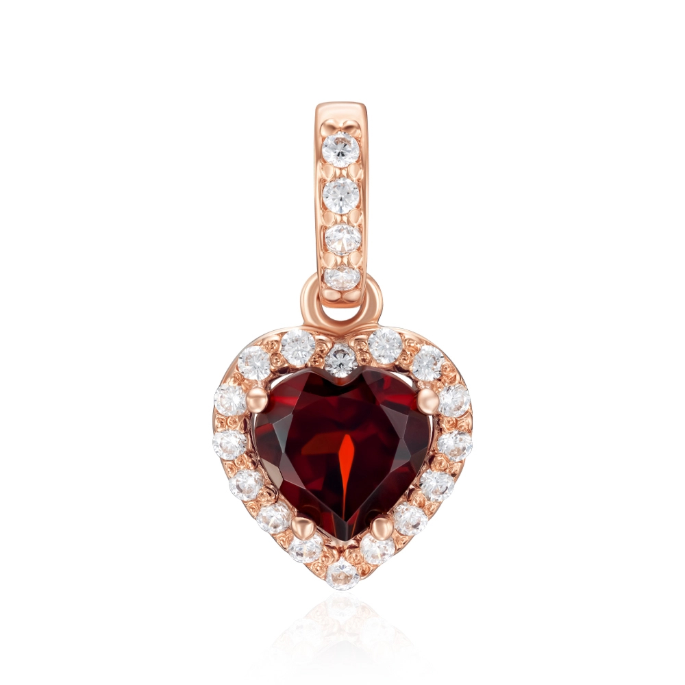 Gold pendant with garnet and cubic zirconia