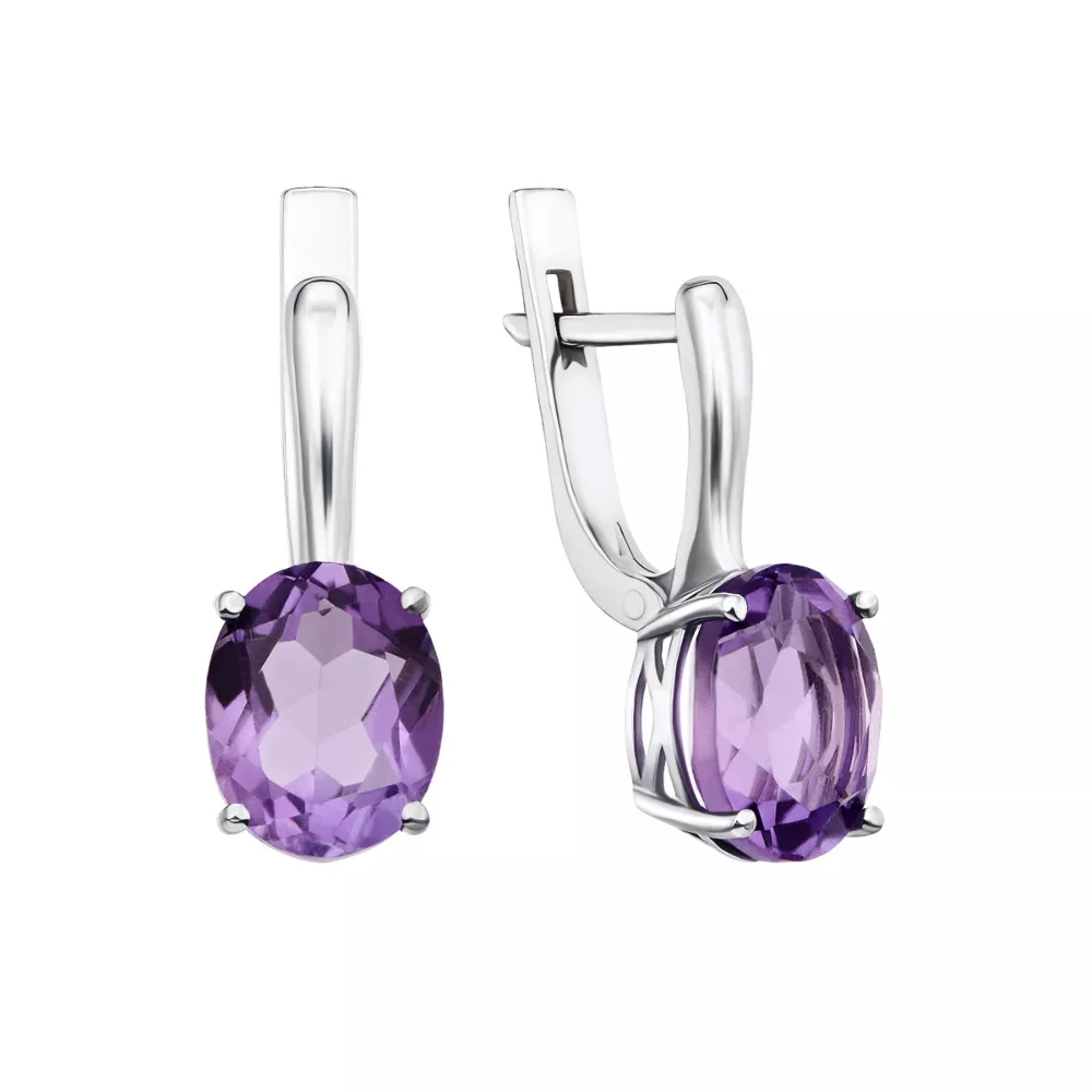 Silver earrings with amethyst