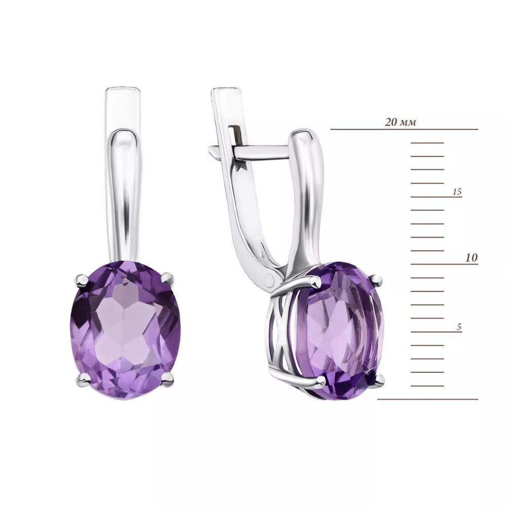 Silver earrings with amethyst