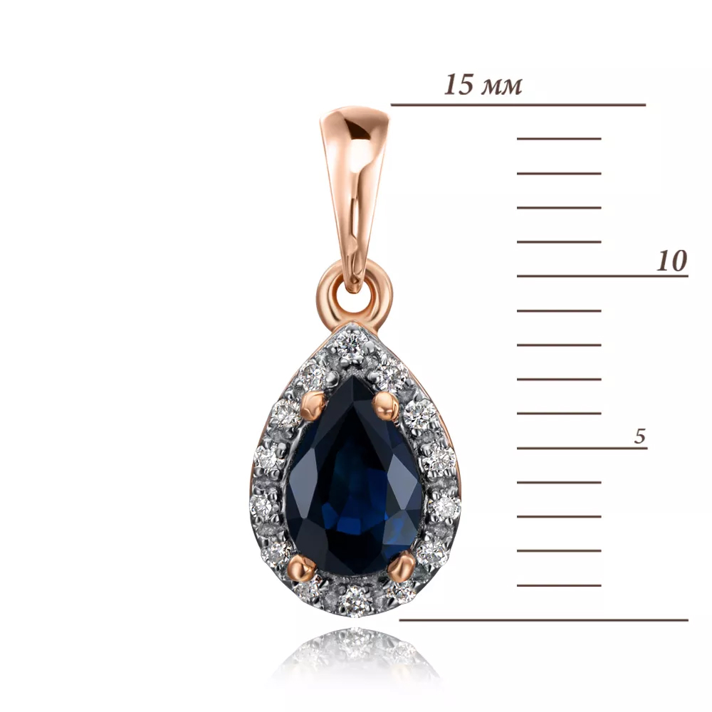 Gold pendant with sapphire and diamonds