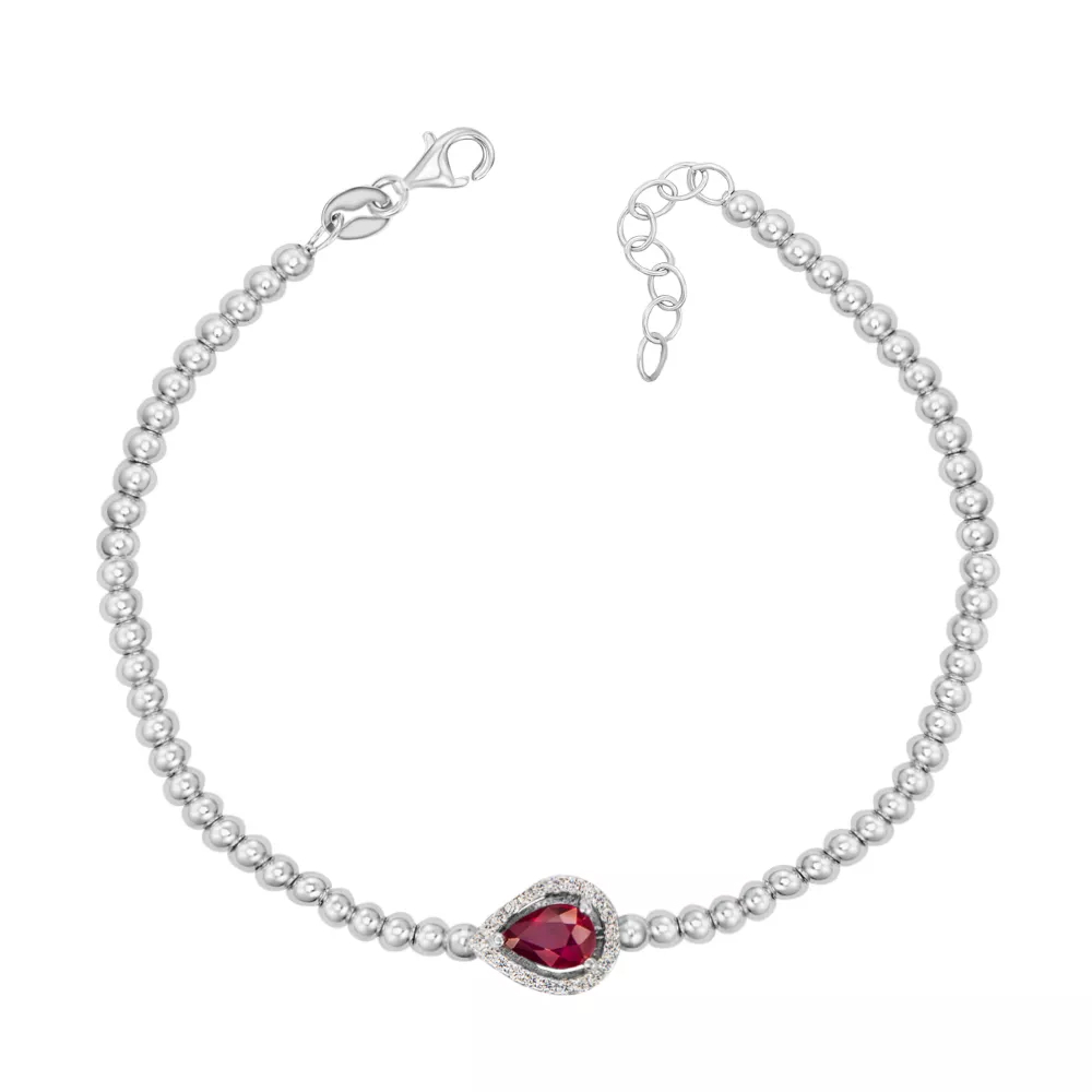 Silver bracelet with a ruby