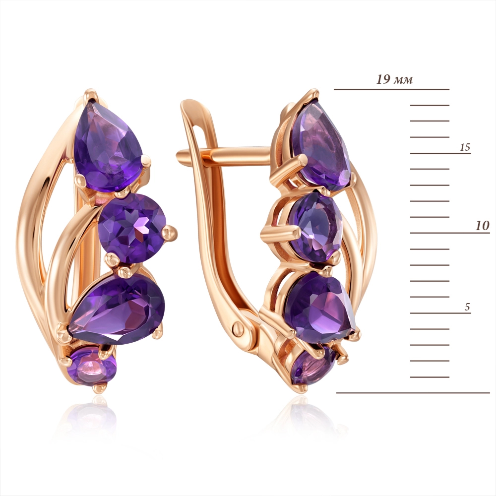 Gold earrings with amethyst