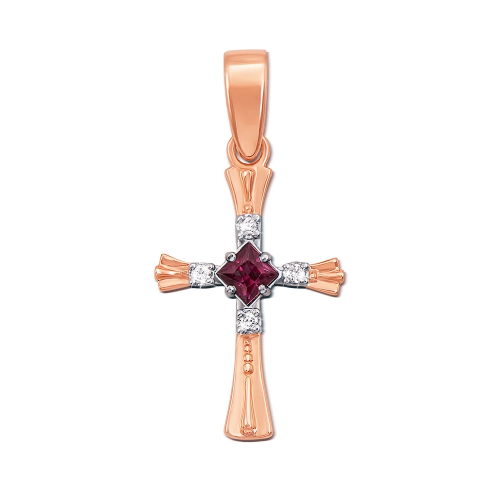 Golden cross with diamonds and ruby