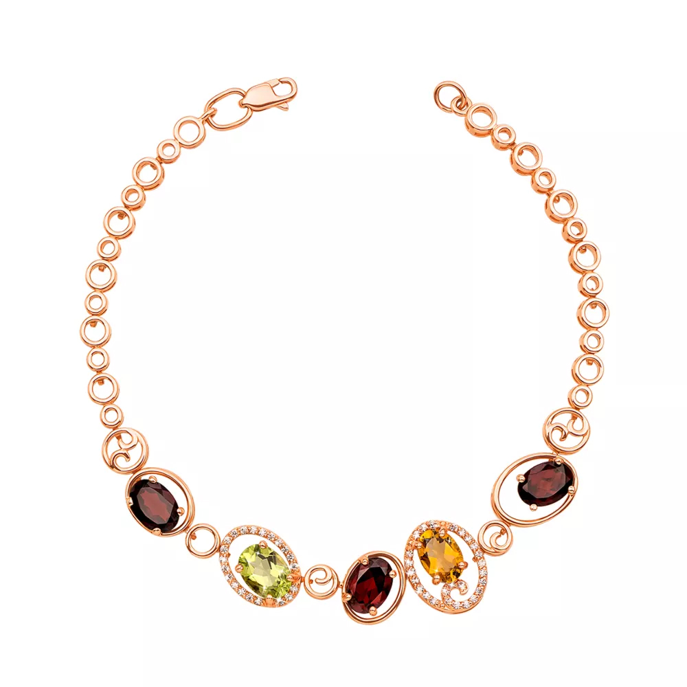 Gold bracelet with a mix of semi-precious stones